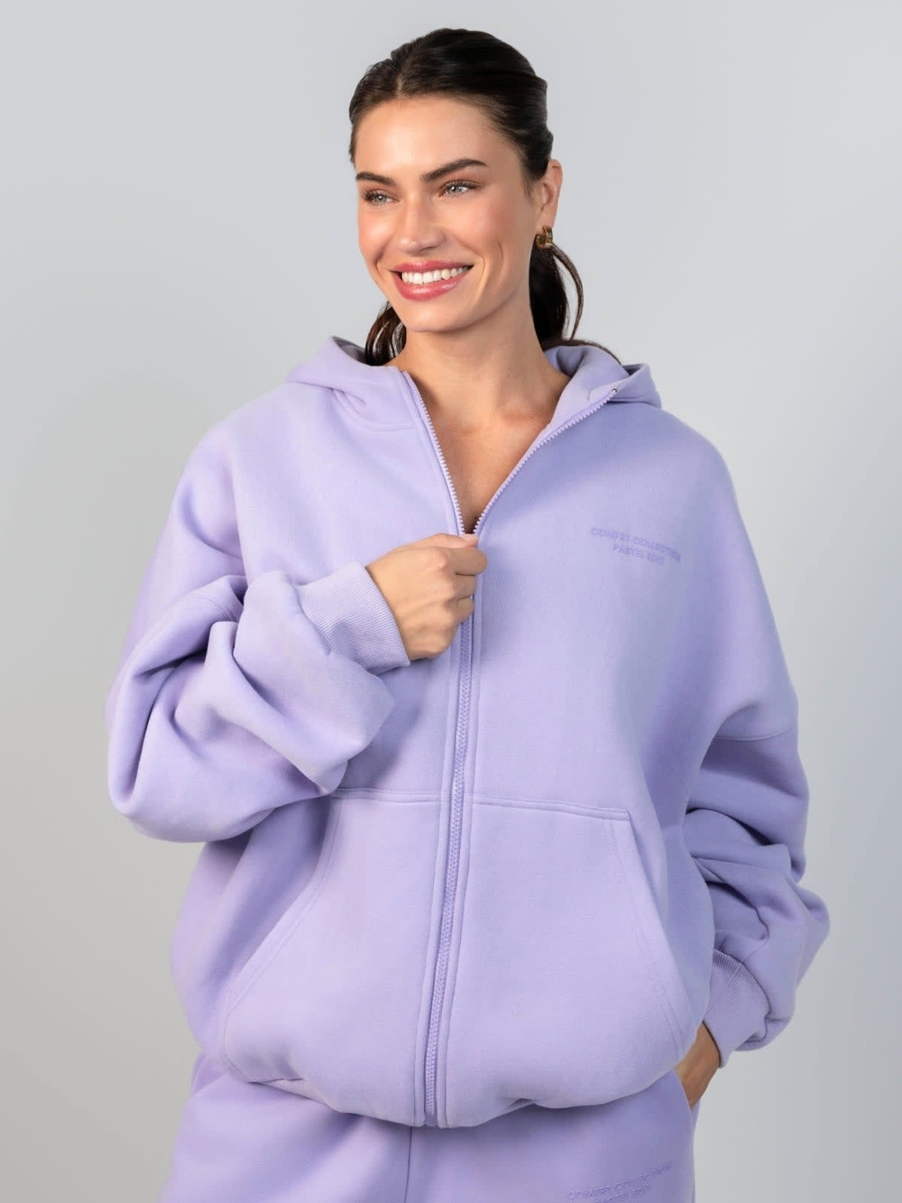 Comfrt Pastel Purple Zip-Up Hooded Sweatshirt - Women Size 2X Never Worn